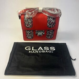 Glass Handbag Red and Black Pixels 9x8 Cross Body Bag New